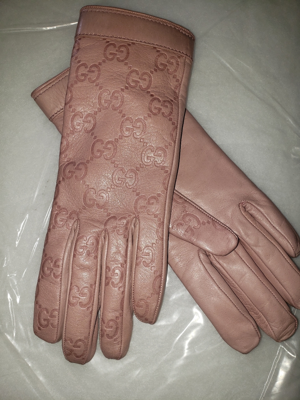 Gucci Lillac Lambskin Leather Cashmere Lined Glove With Ink Stain - Picture 6 of 13